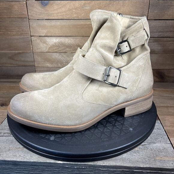 Paul Green Women's Size 8 Wyatt Taupe Leather Buckle Ankle Zip Up Booties NWOB - Picture 3 of 10